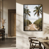 47319550-MGV-FP-48X32-3P_Black-Tropical Beach Wall Art Canvas Print, Framed Rustic Sand Art Picture Print, Palm Tree Perfect Tropical Coastal Decor Artwork