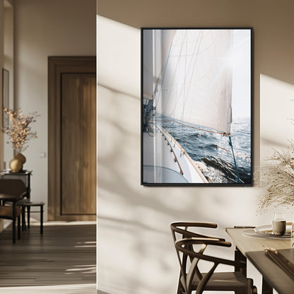 95570785-MGV-FP-48X32-3P_Black-Sailing Boat Wall Art Canvas Print, Framed Bright Nautical Art Picture Print, Sailing Sea Perfect Coastal Minimalist Decor Artwork