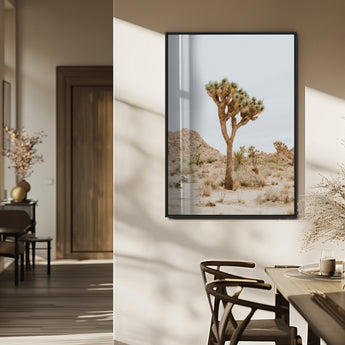 80210318-MGV-CV-24X36-Joshua Tree Wall Art Canvas Print, Framed Desert Minimalism Art Picture Print, Neutral Earth Tones Perfect Southwestern Minimalist