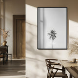 67263674-MGV-CV-24X36-Lone Palm Tree Wall Art Canvas Print, Framed Minimalist Tropical Art Picture Print, Monochrome Beach Perfect Modern Coastal