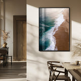 46042804-MGV-CV-24X36-Aerial Beach Wall Art Canvas Print, Framed Coastal Waves Art Picture Print, Turquoise Ocean Perfect Modern Coastal Decor Artwork