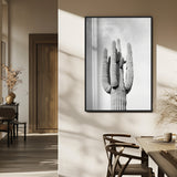 17148959-MGV-FP-48X32-3P_Black-Saguaro Cactus Wall Art Canvas Print, Framed Monochrome Desert Art Picture Print, Black White Cactus Perfect Southwestern