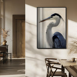 60171823-MGV-CV-24X36-Blue Heron Wall Art Canvas Print, Framed Coastal Bird Theme Art Picture Print, Minimalist Wildlife Perfect Coastal Minimalist
