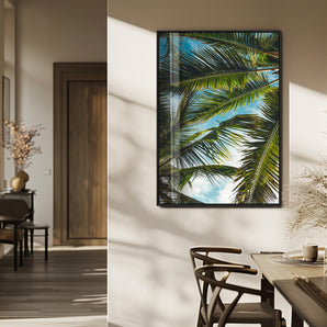 31086560-MGV-CV-24X36-Palm Leaves Wall Art Canvas Print, Framed Tropical Vibes Art Picture Print, Green Foliage Perfect Tropical Boho Decor Artwork