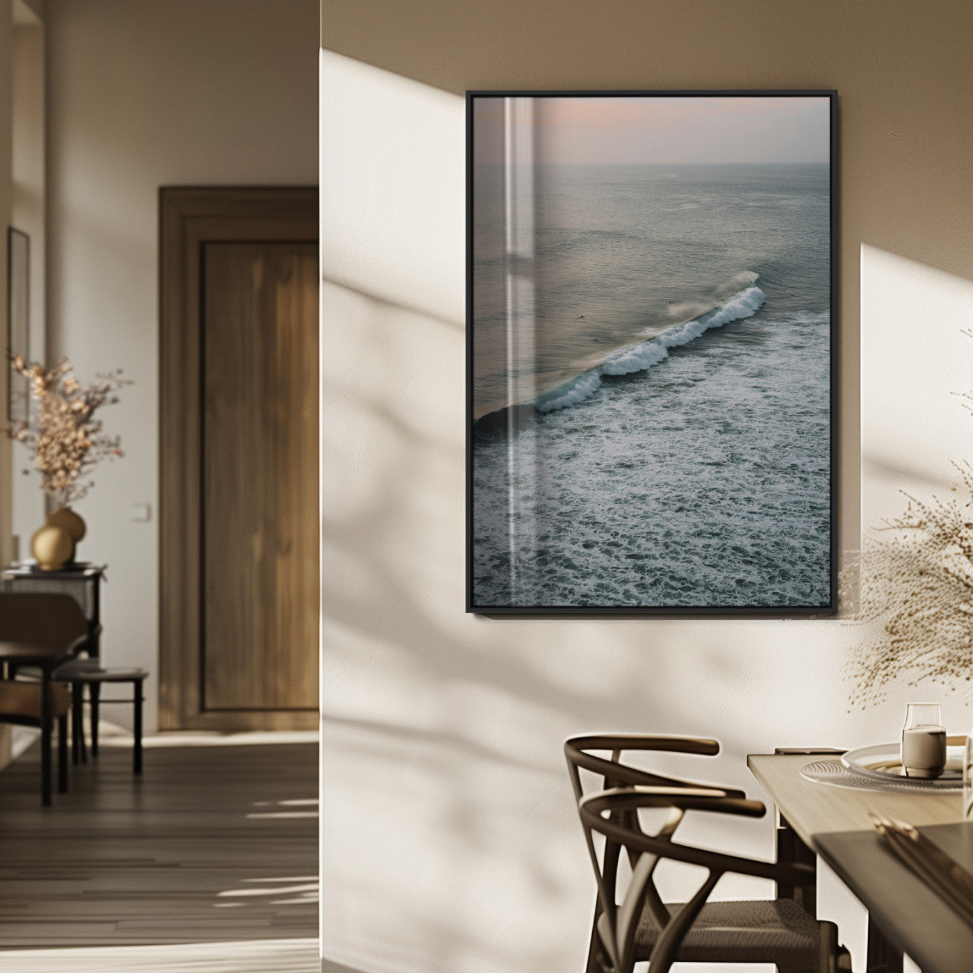 88999168-MGV-CV-24X36-Ocean Waves Wall Art Canvas Print, Framed Coastal Serenity Art Picture Print, Relaxing Ocean Perfect Modern Coastal Decor Artwork