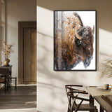 27690436-MGV-FP-48X32-3P_Black-Snowy Buffalo Wall Art Canvas Print, Framed Wildlife Photography Art Picture Print, Rustic Lodge Perfect Rustic Lodge Decor Decor
