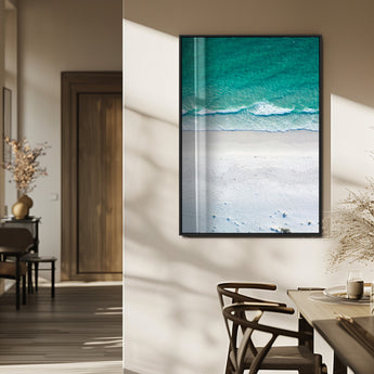 26150405-MGV-FP-48X32-3P_Black-Soft Waves Wall Art Canvas Print, Framed Seaside Escape Art Picture Print, Minimalist Beach Aesthetic Perfect Coastal Minimalist