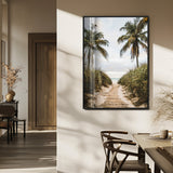 53859552-MGV-CV-24X36-Tropical Beach Wall Art – Palm Tree Pathway Canvas Print, Coastal Paradise Photography Decor for Living Room, Bedroom, Office,