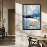 80358-MGV-FP-48X32-3P_Black-Abstract Seascape Wall Art Canvas Print, Framed Coastal Horizon Art Picture Print, Textured Ocean Perfect Minimal Coastal Decor