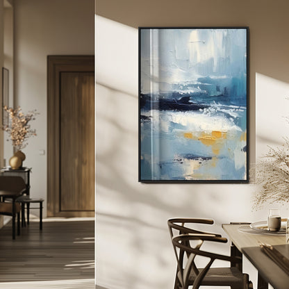 80358-MGV-FP-48X32-3P_Black-Abstract Seascape Wall Art Canvas Print, Framed Coastal Horizon Art Picture Print, Textured Ocean Perfect Minimal Coastal Decor