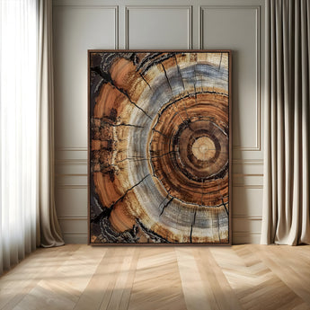 28233914-MGV-FP-48X32-3P-Tree Rings Wall Art Canvas Print, Framed Wood Texture Art Picture Print, Rustic Pattern Perfect Rustic Organic Decor Artwork