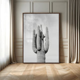 17148959-MGV-CV-24X36-Saguaro Cactus Wall Art Canvas Print, Framed Monochrome Desert Art Picture Print, Black White Cactus Perfect Southwestern