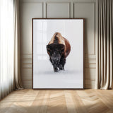 11394883-MGV-FP-48X32-3P-Winter Bison Wall Art Canvas Print, Framed Rustic Wildlife Art Picture Print, Bold Animal Art Perfect Rustic Lodge Decor Artwork