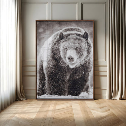 37297892-MGV-CV-24X36-Bison Portrait Wall Art Canvas Print, Framed Rustic Wall Accent Art Picture Print, Lodge Style Perfect Rustic Lodge Decor Artwork