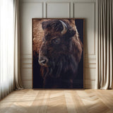 56758157-MGV-CV-24X36-Bison Portrait Wall Art Canvas Print, Framed Rustic Wall Accent Art Picture Print, Lodge Style Perfect Rustic Lodge Decor Artwork