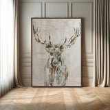 79642067-MGV-CV-24X36-Abstract Deer Wall Art Canvas Print, Framed Lodge Style Decor Art Picture Print, Rustic Animal Wall Perfect Lodge Cabin Style