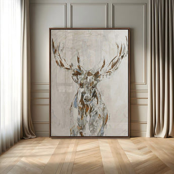79642067-MGV-CV-24X36-Abstract Deer Wall Art Canvas Print, Framed Lodge Style Decor Art Picture Print, Rustic Animal Wall Perfect Lodge Cabin Style
