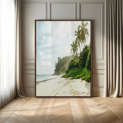 42984524-MGV-FP-48X32-3P-Relaxing Beach Wall Art Canvas Print, Framed Ocean View Art Picture Print, Coastal Serenity Perfect Tropical Coastal Decor Artwork