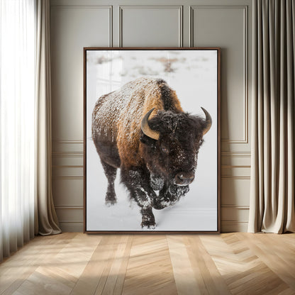 19448944-MGV-CV-24X36-Winter Wilderness Wall Art Canvas Print, Framed Brown Tones Art Picture Print, Nature Close-Up Perfect Rustic Lodge Decor Decor