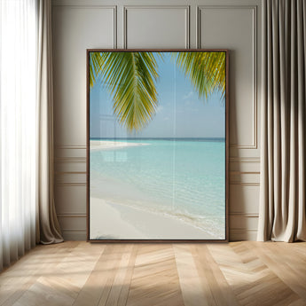 90359351-MGV-CV-24X36-Azure Water Wall Art Canvas Print, Framed Tranquil Island Escape Art Picture Print, Clear Blue Ocean Perfect Coastal Minimalist