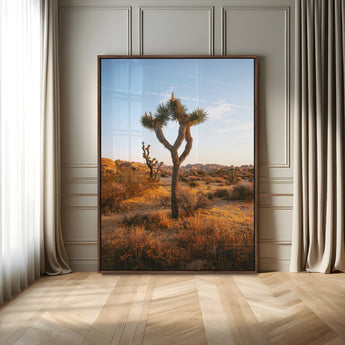90776393-MGV-CV-24X36-Joshua Tree Wall Art Canvas Print, Framed Golden Hour Desert Art Picture Print, Sunset Glow Perfect Southwestern Boho Decor