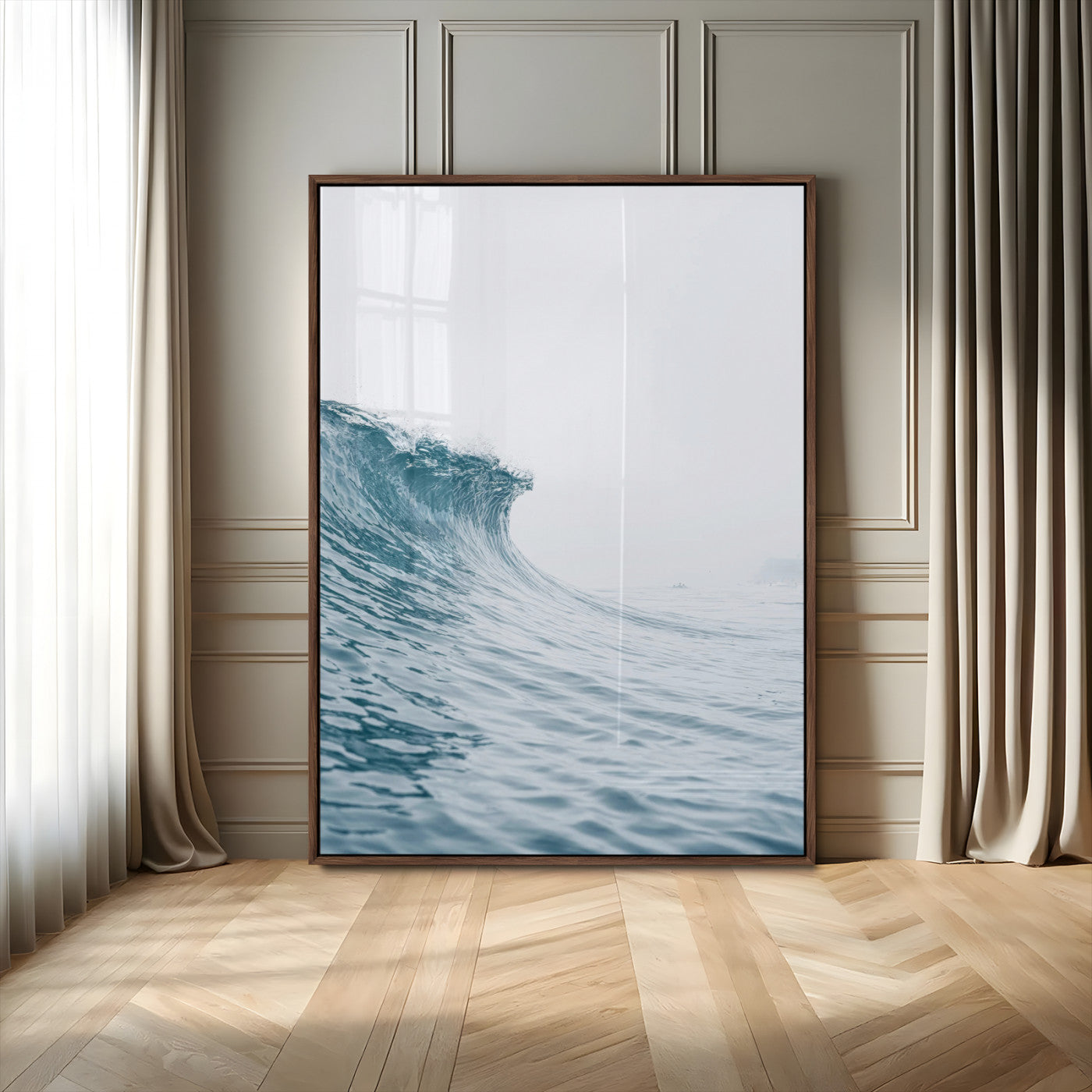38699249-MGV-CV-24X36-Ocean Wave Wall Art – Minimalist Sea Canvas Print, Rising Surf and Misty Horizon Photography Decor for Bedroom, Living Room,