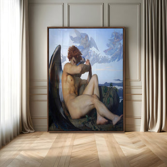 99738-MGV-CV-24X36-Fallen Angel Wall Art Canvas Print, Framed Classical Nude Art Picture Print, Renaissance Style Perfect Classical Moody Decor