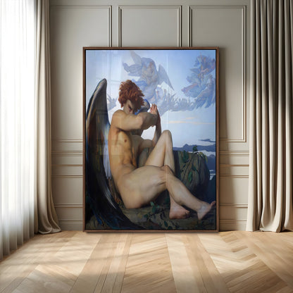 99738-MGV-CV-24X36-Fallen Angel Wall Art Canvas Print, Framed Classical Nude Art Picture Print, Renaissance Style Perfect Classical Moody Decor
