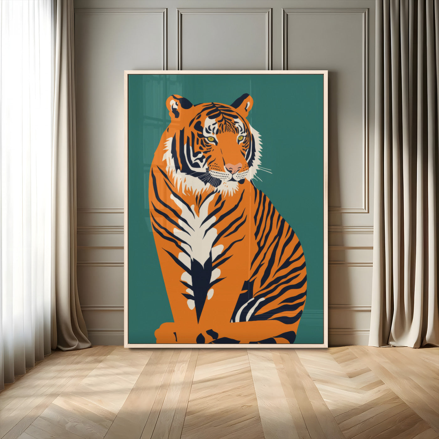 73620-MGV-CV-24X36-Tiger Wall Art – Bold Wildlife Canvas Print of Majestic Jungle Cat, Modern Animal Home Decor for Bedroom, Office, Living Room or