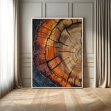 33751185-MGV-CV-24X36-Tree Rings Wall Art Canvas Print, Framed Wood Detail Art Picture Print, Rustic Texture Perfect Rustic Warm Decor Artwork