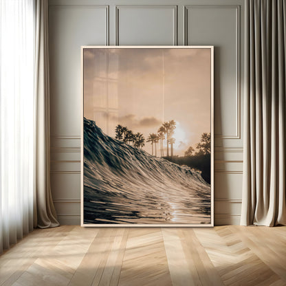 50270635-MGV-CV-24X36-Golden Hour Ocean Wall Art Canvas Print, Framed Beach Sunset Art Picture Print, Palm Trees Perfect Tropical Coastal Decor Artwork