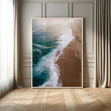 46042804-MGV-CV-24X36-Aerial Beach Wall Art Canvas Print, Framed Coastal Waves Art Picture Print, Turquoise Ocean Perfect Modern Coastal Decor Artwork