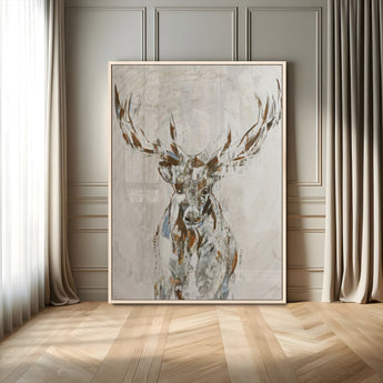 79642067-MGV-CV-24X36-Abstract Deer Wall Art Canvas Print, Framed Lodge Style Decor Art Picture Print, Rustic Animal Wall Perfect Lodge Cabin Style
