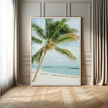 83804429-MGV-CV-24X36-Palm Tree Wall Art Canvas Print, Framed Tropical Beach Art Picture Print, Soft Sand Perfect Tropical Coastal Decor Artwork