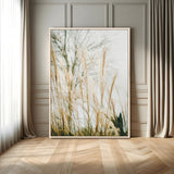 17571705-MGV-FP-48X32-3P-Pampas Grass Wall Art Canvas Print, Framed Neutral Tones Art Picture Print, Minimalist Nature Perfect Boho Minimalist Decor