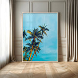 62885569-MGV-CV-24X36-Palm Trees Wall Art Canvas Print, Framed Tropical Vibes Art Picture Print, Blue Sky Perfect Coastal Boho Decor Artwork