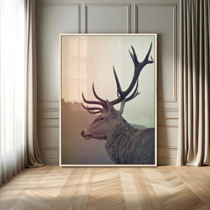 22632976-MGV-CV-24X36-Deer Canvas Print Wall Art Canvas Print, Framed Woodland Animal Decor Art Picture Print, Rustic Lodge Wall Art Perfect Rustic