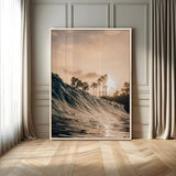 80487302-MGV-CV-24X36-Coastal Sunset Wall Art – Golden Ocean Wave and Palm Trees Canvas Print, Tropical Photography Decor for Bedroom, Living Room,