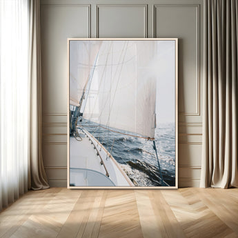 95552990-MGV-CV-24X36-Nautical Sailing Wall Art – Sailboat with White Sails and Ocean Waves, Coastal Photography Print, Seaside Decor for Beach House &