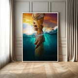 68298058-MGV-CV-24X36-Inspirational Wall Art – Helping Hands Canvas Print, Powerful Ocean and Light Photography Decor for Bedroom, Living Room, Office
