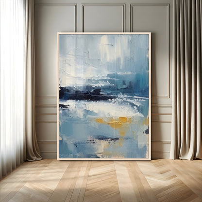 80358-MGV-CV-24X36-Abstract Seascape Wall Art Canvas Print, Framed Coastal Horizon Art Picture Print, Textured Ocean Perfect Minimal Coastal Decor