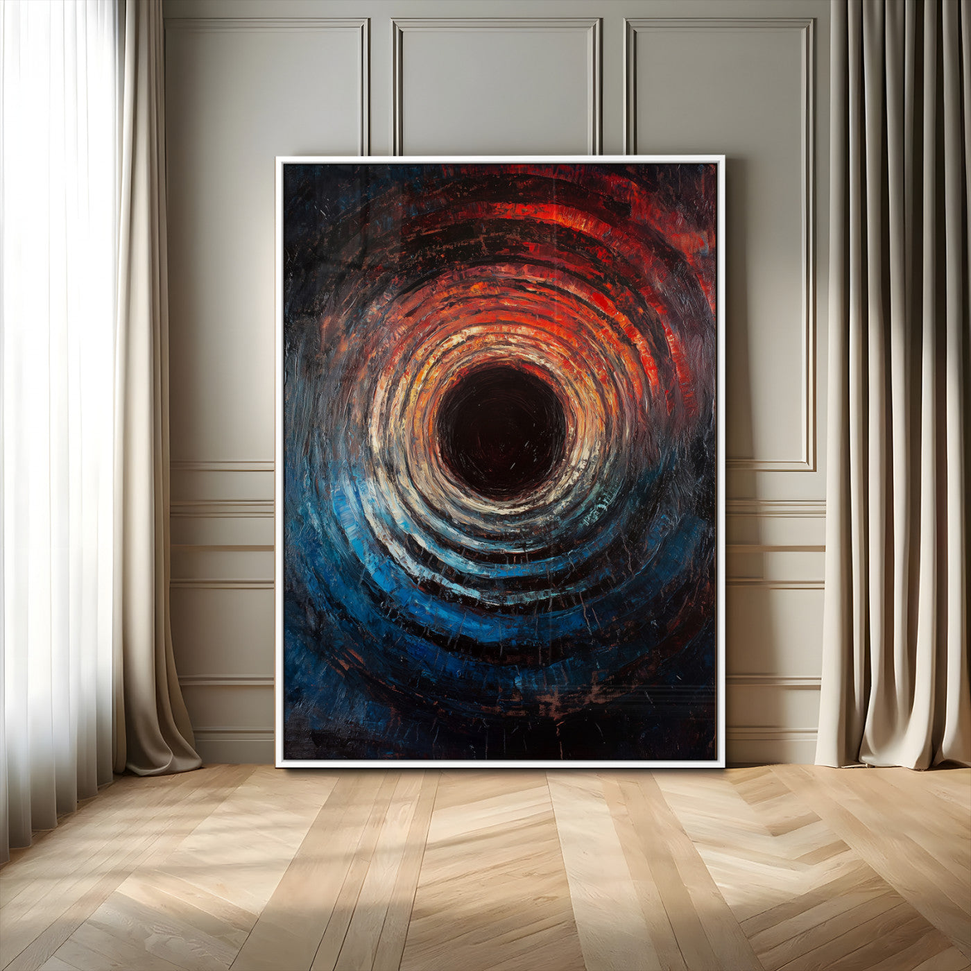 41597467-MGV-CV-24X36-Wood Vortex Wall Art Canvas Print, Framed Abstract Swirl Art Picture Print, Wood Tree Texture Perfect Modern Decor Artwork