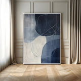 62566633-MGV-CV-24X36-Navy Abstract Wall Art Canvas Print, Framed Minimal Lineart Art Picture Print, Abstract Shapes Perfect Minimalist Abstract Decor