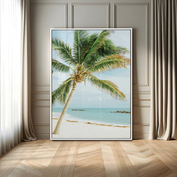 83804429-MGV-CV-24X36-Palm Tree Wall Art Canvas Print, Framed Tropical Beach Art Picture Print, Soft Sand Perfect Tropical Coastal Decor Artwork