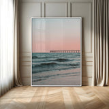 89450227-MGV-CV-24X36-Minimalist Seascape Wall Art Canvas Print, Framed Soft Pastel Sunset Art Picture Print, Tranquil Ocean Perfect Minimalist Coastal