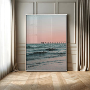89450227-MGV-CV-24X36-Minimalist Seascape Wall Art Canvas Print, Framed Soft Pastel Sunset Art Picture Print, Tranquil Ocean Perfect Minimalist Coastal
