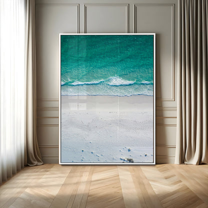 26150405-MGV-CV-24X36-Soft Waves Wall Art Canvas Print, Framed Seaside Escape Art Picture Print, Minimalist Beach Aesthetic Perfect Coastal Minimalist