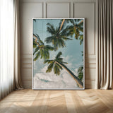 80452931-MGV-CV-24X36-Tropical Palm Trees Wall Art Canvas Print, Framed Coastal Nature Art Picture Print, Relaxing Summer Vibes Perfect Boho Coastal