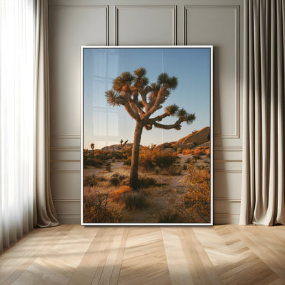96503558-MGV-CV-24X36-Joshua Tree Wall Art Canvas Print, Framed Desert Sunset Art Picture Print, Golden Hour Light Perfect Southwestern Boho Decor