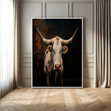 11823-MGV-CV-24X36-Texas Longhorn Wall Art Canvas Print, Framed Western Bull Art Picture Print, Rustic Cow Perfect Rustic Western Decor Artwork